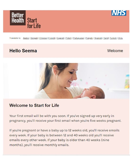 Better start for life poster. Full text below
