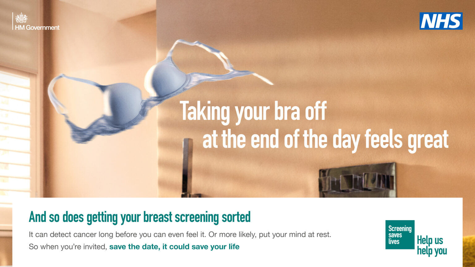 Taking your bra off at the end of the day feels great so does getting your breast screening sorted. Full text below