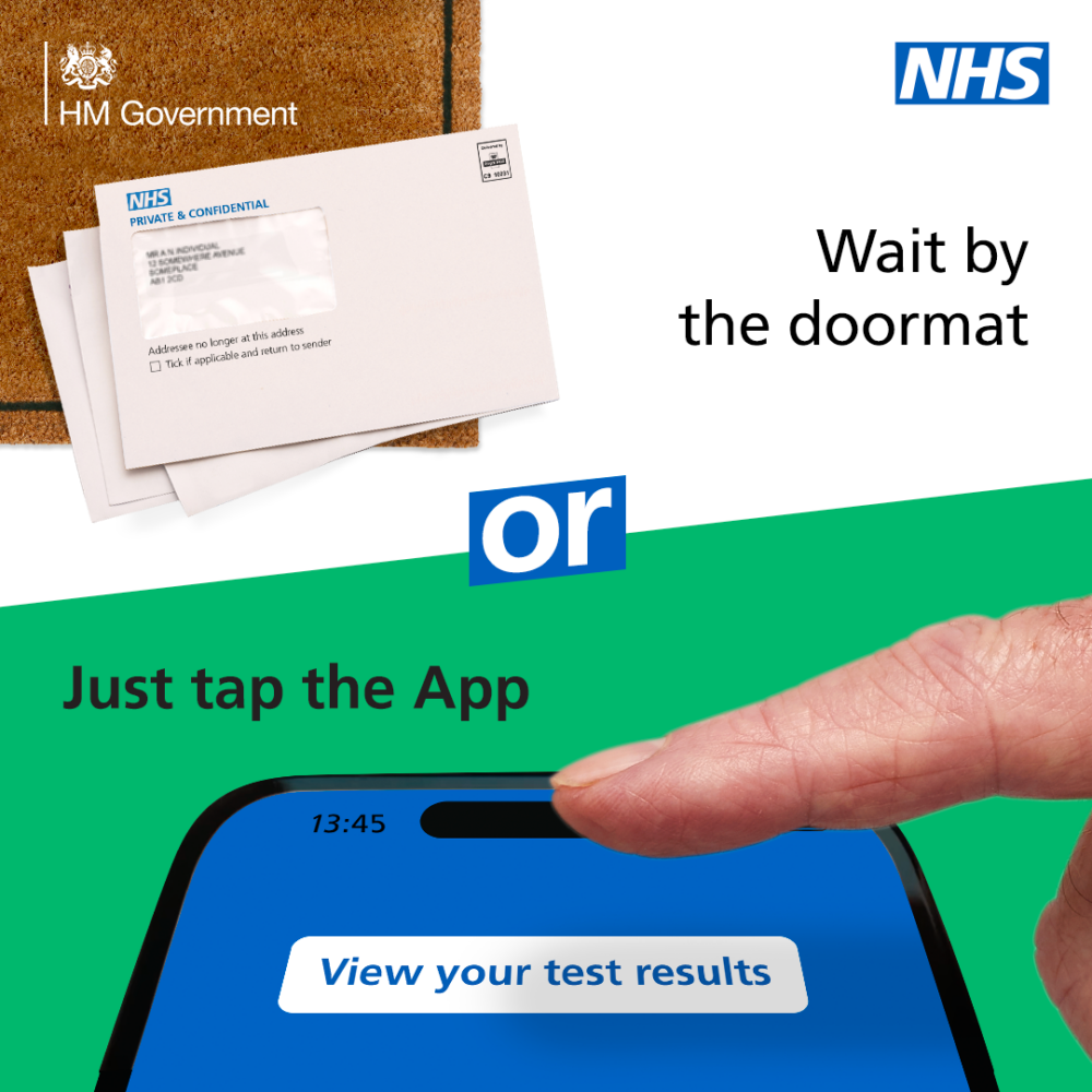 Wait by the doormat or just tap the app. View your test results