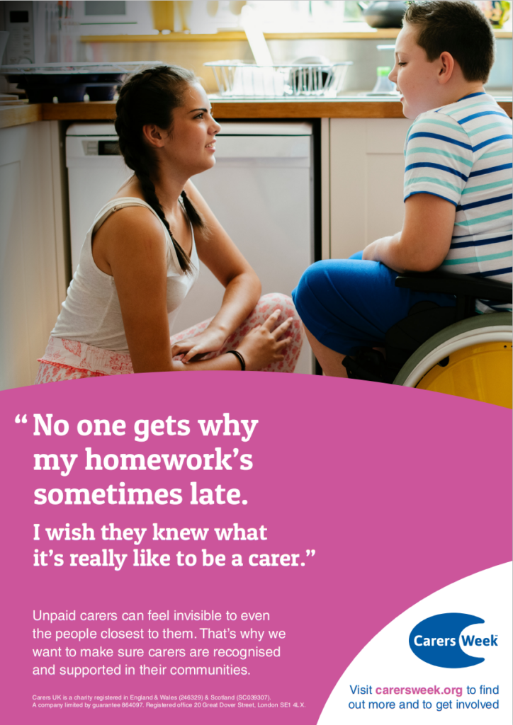 Young carer poster, full text below