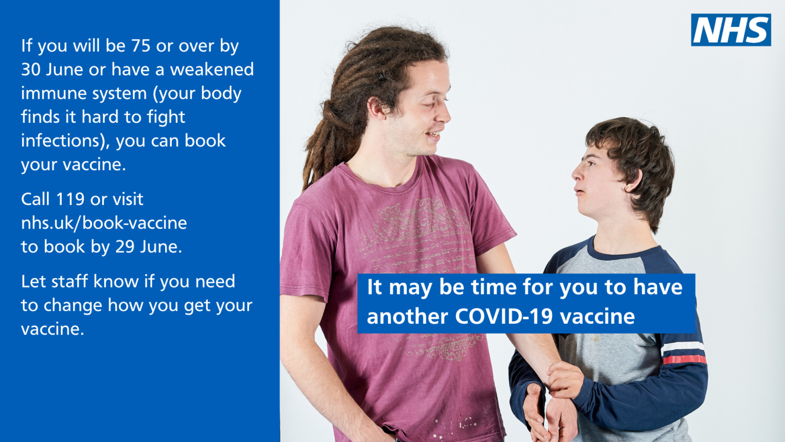 Book your free Covid-19 vaccination. Full text below